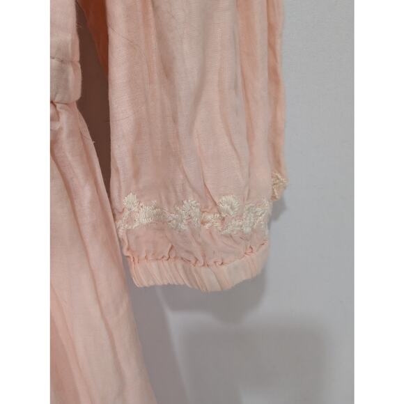 Lucky Brand Embroidered Cotton Tiered Midi Dress Pink Small - Picture 4 of 8